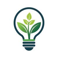 renouvelable énergie Ressources logo avec une dynamique plante alimenté lumière ampoule éco idée lumière ampoule logo vecteur
