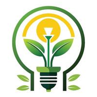 renouvelable énergie Ressources logo avec une dynamique plante alimenté lumière ampoule éco idée lumière ampoule logo vecteur