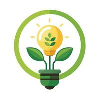 renouvelable énergie Ressources logo avec une dynamique plante alimenté lumière ampoule éco idée lumière ampoule logo vecteur