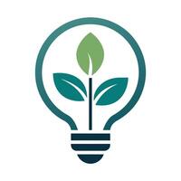 renouvelable énergie Ressources logo avec une dynamique plante alimenté lumière ampoule éco idée lumière ampoule logo vecteur