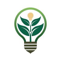 renouvelable énergie Ressources logo avec une dynamique plante alimenté lumière ampoule éco idée lumière ampoule logo vecteur