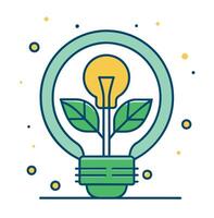 lumière ampoule avec plante à l'intérieur contour illustration bande dessinée style ampoule illustration Créatif idée logo vecteur