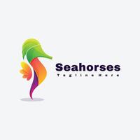 coloré hippocampes logo illustration modèle vecteur