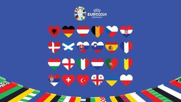 euro 2024 Allemagne emblème cœur conception avec officiel symbole logo européen Football final illustration vecteur