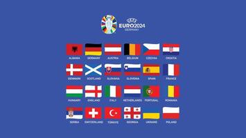 euro 2024 Allemagne drapeaux ruban conception avec symbole officiel logo européen Football final illustration vecteur