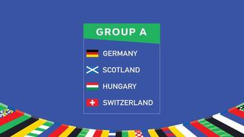 européen nations 2024 groupe une drapeaux conception abstrait équipes des pays européen Football symbole logo illustration vecteur