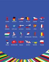 européen Football 2024 drapeaux carte abstrait conception équipes nations symbole européen Football des pays illustration vecteur