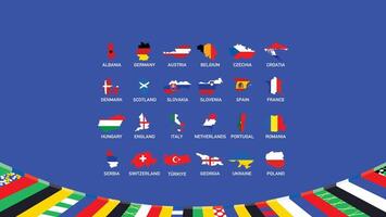 européen nations Football 2024 drapeaux carte conception abstrait symbole européen Football équipes des pays illustration vecteur