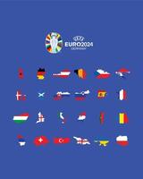 euro 2024 Allemagne drapeaux carte conception avec officiel symbole logo européen Football final illustration vecteur