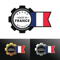 fabriqué dans France avec équipement et drapeau conception. pour bannière, timbre, autocollant, icône, logo, symbole, étiqueter, badge, joint, signe. illustration vecteur