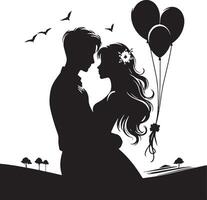 romantique couple silhouette illustration conception vecteur