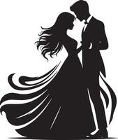 romantique couple silhouette illustration conception vecteur