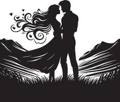 romantique couple silhouette illustration vecteur