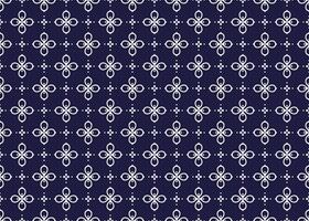 blanc symbole fleurs sur foncé bleu arrière-plan, ethnique en tissu sans couture modèle conception pour chiffon, tapis, batique, fond d'écran, emballage etc. vecteur