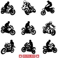 action emballé cyclisme course dessins passionnant bicyclette silhouettes illustrant intense athlétisme et la vitesse vecteur