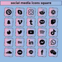 social médias Icônes carré collection vecteur