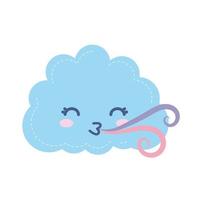 icône météo d'un nuage heureux avec des vents vecteur