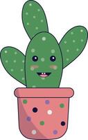 kawaii mis en pot cactus illustration. mignonne dessin animé style. vecteur