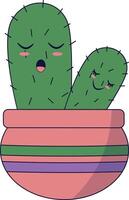 kawaii mis en pot cactus illustration. mignonne dessin animé style. vecteur