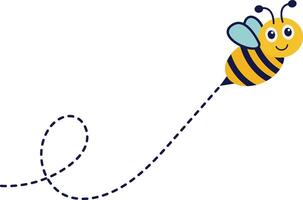 abeille en volant sur à pois itinéraire. avec dessin animé personnage conception. isolé illustration. vecteur