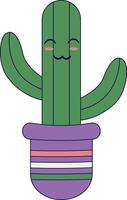 kawaii mis en pot cactus illustration. mignonne dessin animé style. vecteur