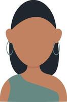 africain femme avatar avec plat visage conception. isolé sur blanc Contexte vecteur