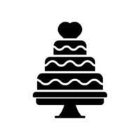 mariage Tarte gâteau icône avec cœur sur il vecteur