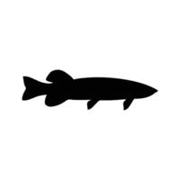 gros poisson silhouette dans ligne art style. poisson par main dessin. poisson tatouage sur blanc Contexte. noir et blanc poisson sur blanc Contexte. Marin animal illustration. Marin la vie animal vecteur