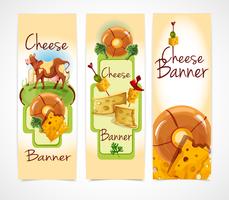 Bannières de fromage verticales vecteur