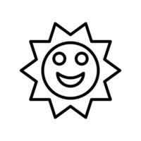 souriant Soleil ligne icône conception vecteur
