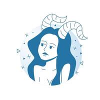minimaliste moderne femelle zodiaque signe Capricorne. astrologie mystique personnage stylisé illustration dans contour plat style vecteur