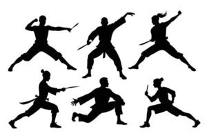 wushu silhouette collection illustration vecteur