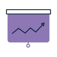 statistiques avec une flèche sur un écran violet vecteur