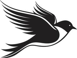 capricieux vol fantaisie mignonne noir oiseau radiant aviaire euphorie noir vecteur