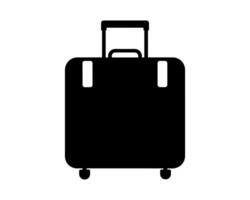 noir roulant valise silhouette isolé sur blanc toile de fond. silhouette de une à roues bagage sac. concept de voyage, tourisme, vacances, affaires voyages, et bagage portabilité. graphique illustration vecteur