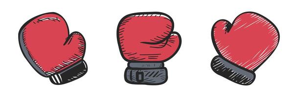 ensemble de rouge boxe gants. illustration. sportif gants avec minimaliste conception. concept de des sports équipement, boxe entraînement, puissant coup de poing, combat des sports. isolé sur blanc Contexte vecteur