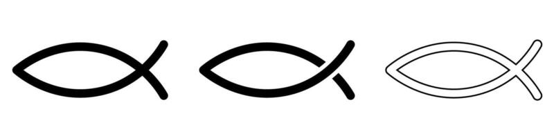 Christian poisson icône ensemble de base Facile conception vecteur