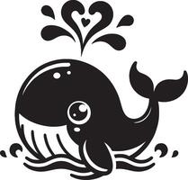 mignonne baleine crée cœur avec l'eau - Marin la vie dans l'amour vecteur