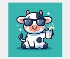 Lait journée fête avec dessin animé vache vecteur