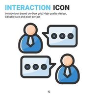 vecteur d'icône d'interaction avec style de couleur de contour isolé sur fond blanc. illustration vectorielle communication signe symbole icône concept pour les affaires, la finance, l'industrie, l'entreprise, l'application, le web et le projet