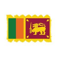 drapeau du sri lanka avec pinceau peint à l'aquarelle vecteur