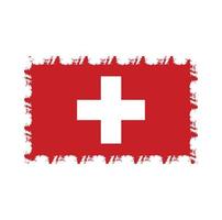 drapeau suisse avec pinceau peint à l'aquarelle vecteur