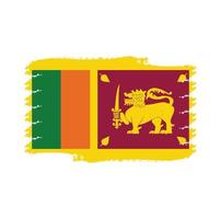 drapeau du sri lanka avec pinceau peint à l'aquarelle vecteur