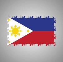 drapeau philippin avec pinceau peint à l'aquarelle vecteur