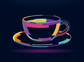 une tasse ou une tasse de boisson chaude. une tasse de café, une tasse de thé, un dessin abstrait et coloré. illustration vectorielle de peintures vecteur