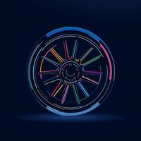 roue de voiture, disque de roue et pneu, dessin abstrait et coloré. illustration vectorielle de peintures