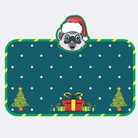 carte de voeux de noël et du nouvel an avec un design de personnage de raton laveur. tête d'animal portant un chapeau de Noël. vecteur