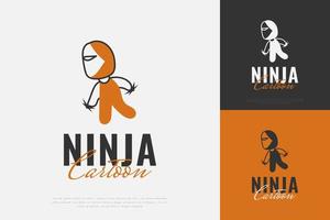 création de logo de personnage ninja mignon. ninja avec shuriken vecteur