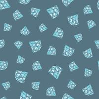 Modèle sans couture de diamants bleus géométriques sur fond gris. Conception de cristaux tendance hipster.