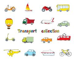 Set de transport doodle coloré vecteur